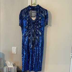 Elegant Blue Sequin Dress